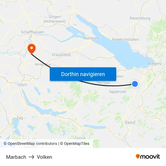 Marbach to Volken map