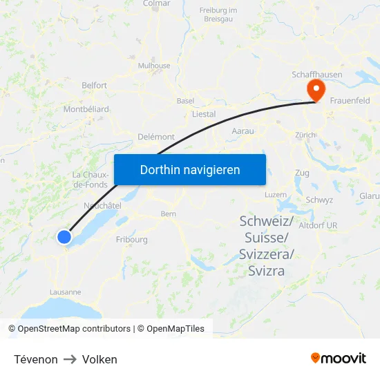 Tévenon to Volken map