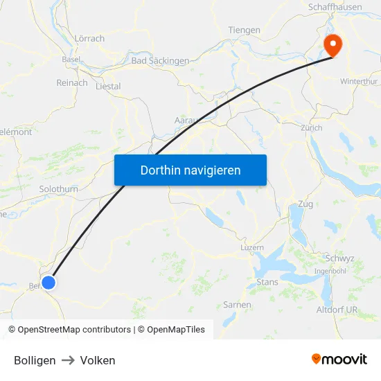 Bolligen to Volken map