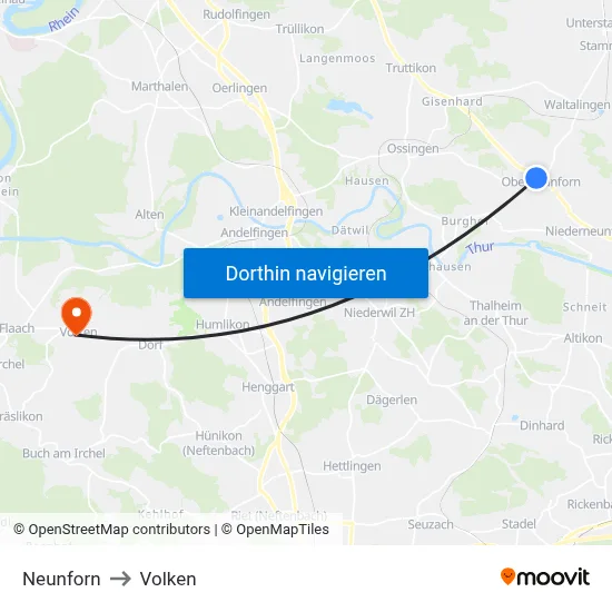 Neunforn to Volken map