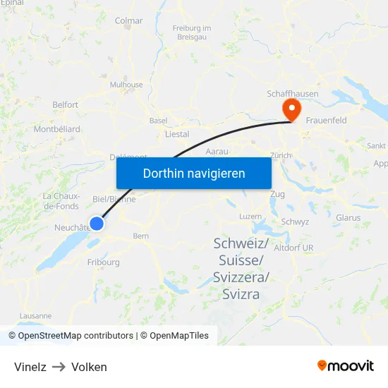 Vinelz to Volken map