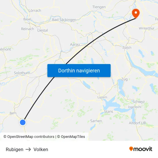 Rubigen to Volken map