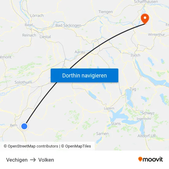 Vechigen to Volken map