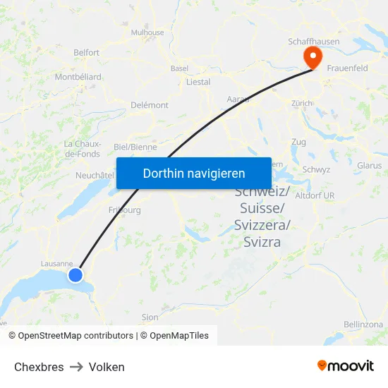 Chexbres to Volken map