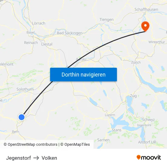 Jegenstorf to Volken map