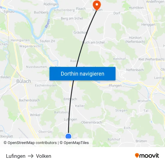 Lufingen to Volken map