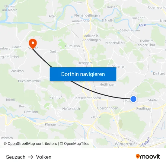 Seuzach to Volken map