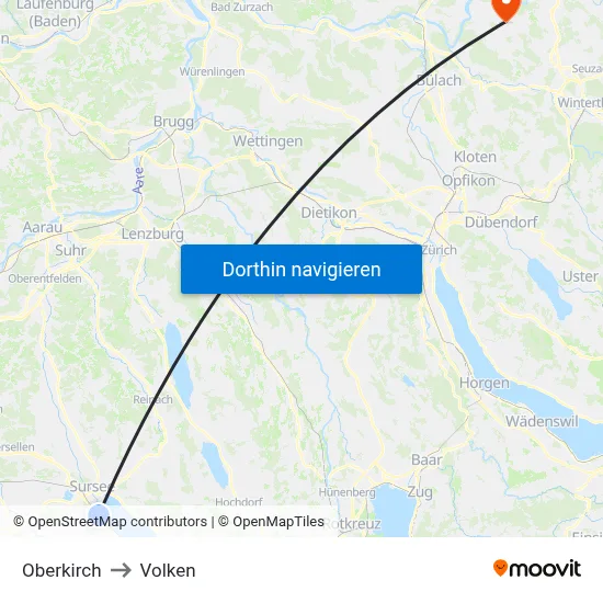 Oberkirch to Volken map