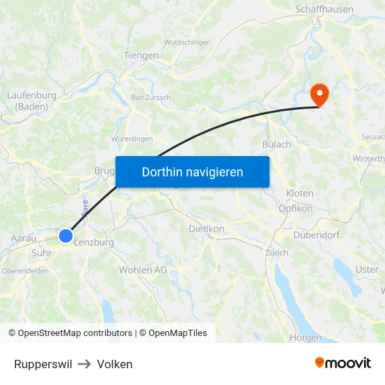 Rupperswil to Volken map