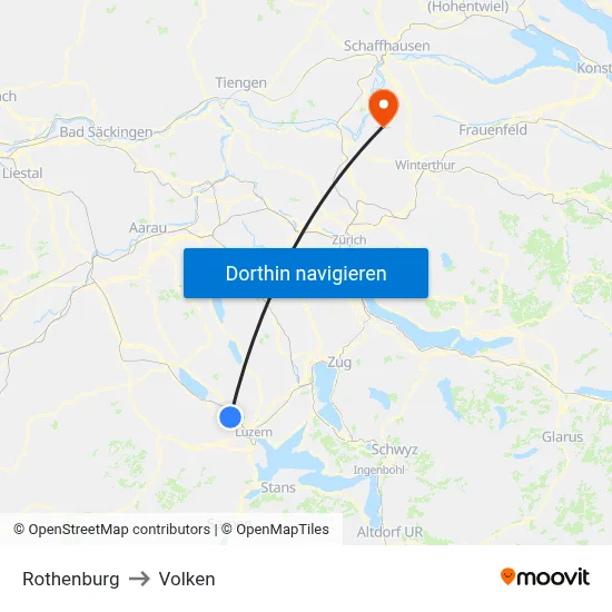 Rothenburg to Volken map
