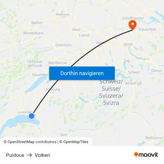 Puidoux to Volken map