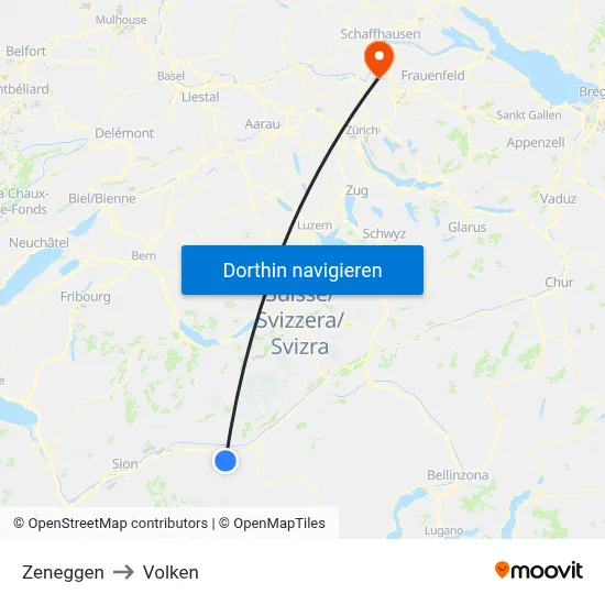 Zeneggen to Volken map