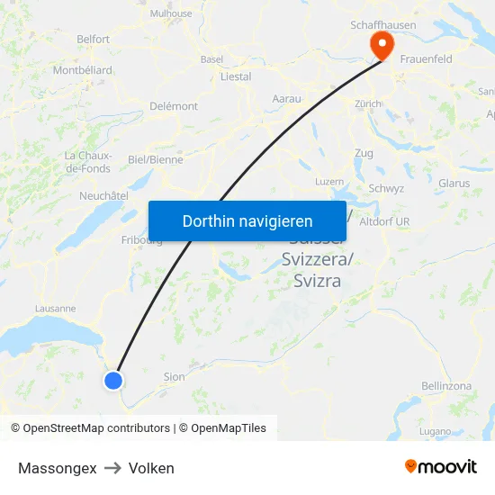 Massongex to Volken map
