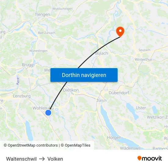 Waltenschwil to Volken map