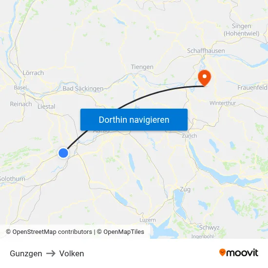 Gunzgen to Volken map