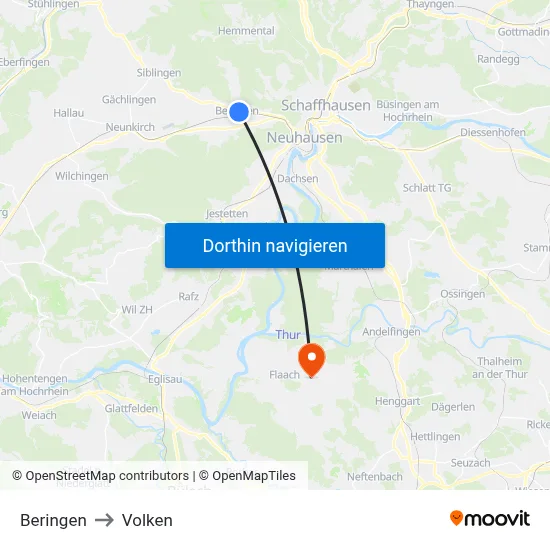 Beringen to Volken map