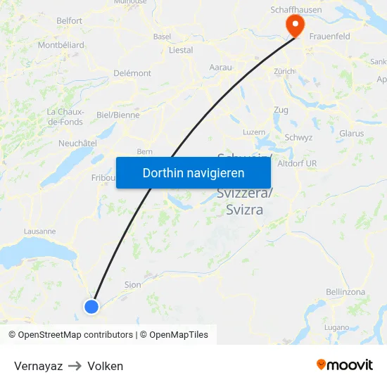 Vernayaz to Volken map
