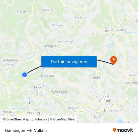 Gansingen to Volken map