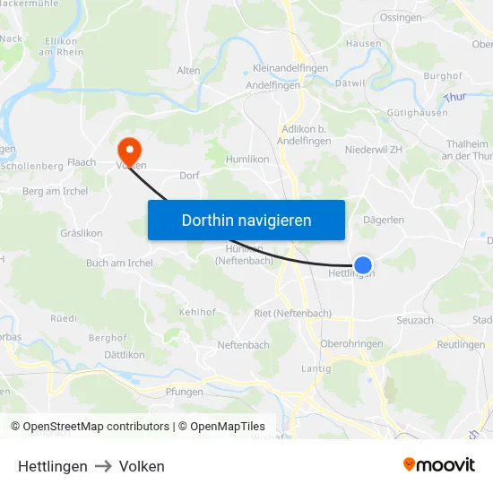 Hettlingen to Volken map
