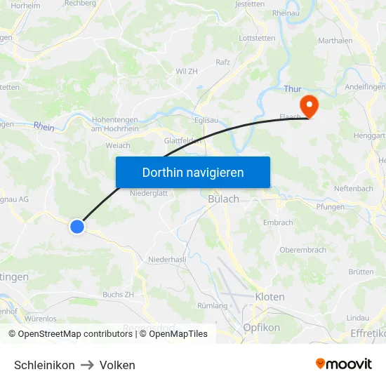 Schleinikon to Volken map