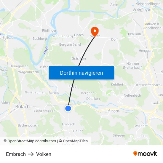 Embrach to Volken map