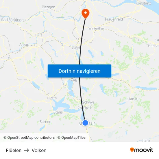 Flüelen to Volken map