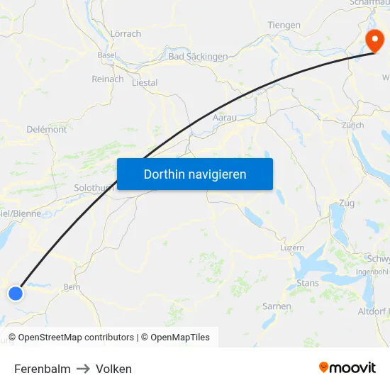 Ferenbalm to Volken map