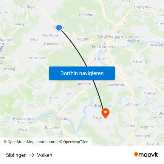 Siblingen to Volken map