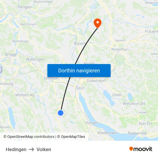Hedingen to Volken map
