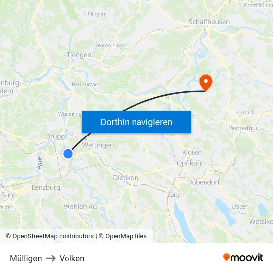 Mülligen to Volken map