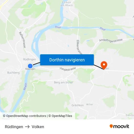 Rüdlingen to Volken map