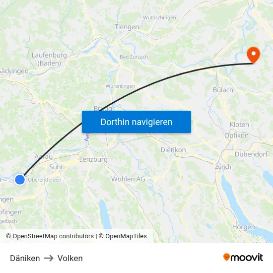 Däniken to Volken map