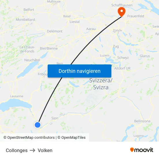 Collonges to Volken map
