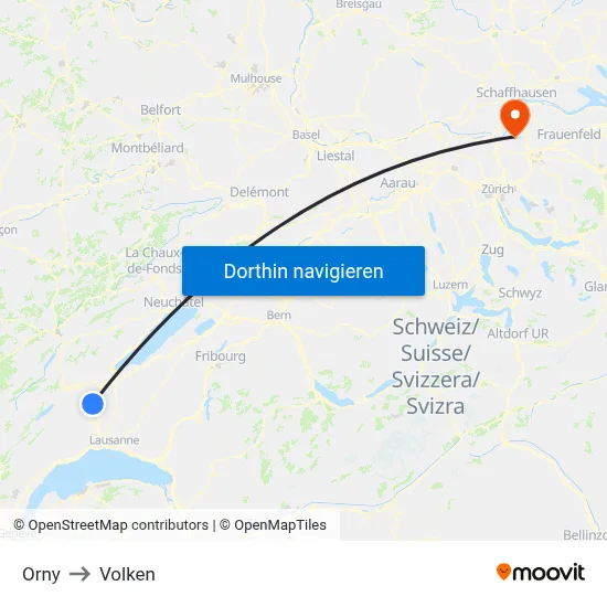 Orny to Volken map