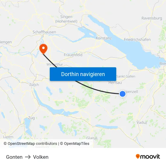 Gonten to Volken map