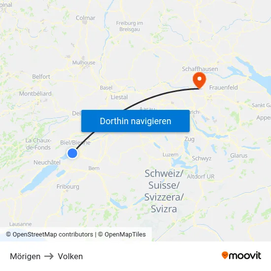 Mörigen to Volken map