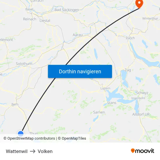 Wattenwil to Volken map