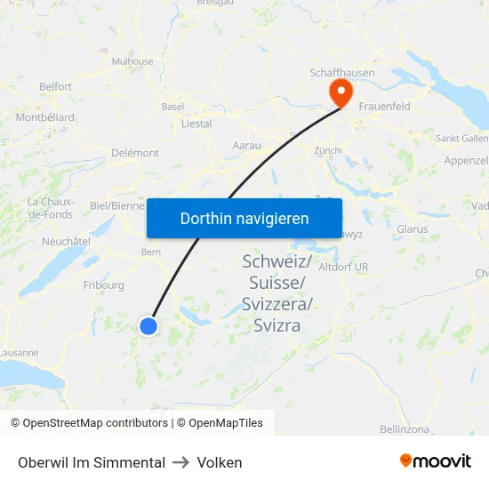 Oberwil Im Simmental to Volken map