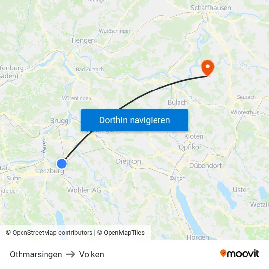 Othmarsingen to Volken map