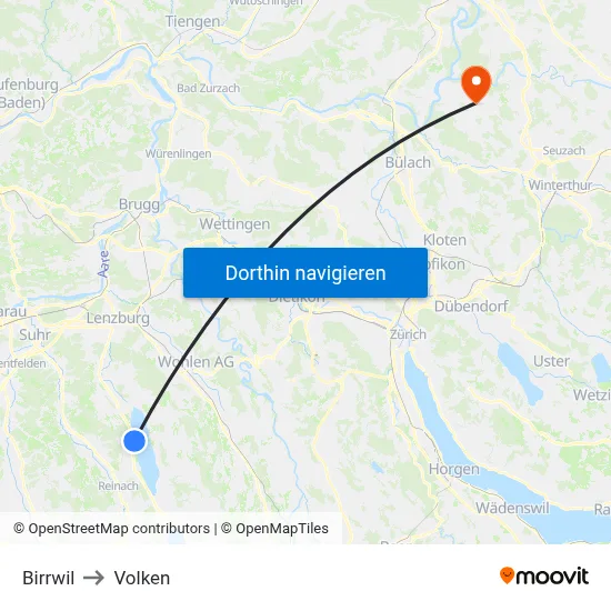 Birrwil to Volken map
