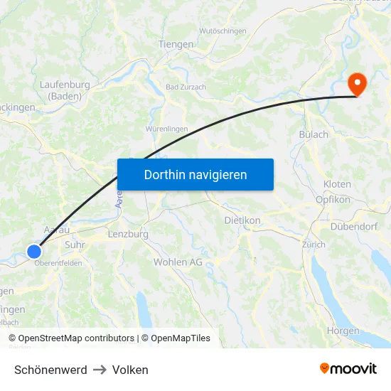 Schönenwerd to Volken map
