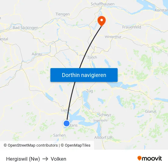 Hergiswil (Nw) to Volken map