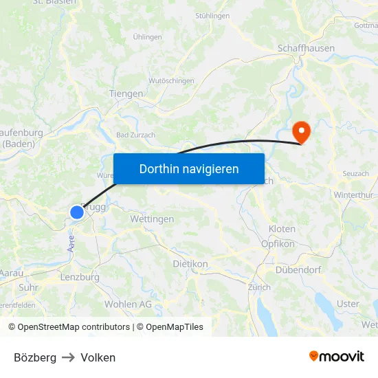 Bözberg to Volken map