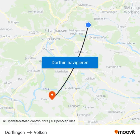 Dörflingen to Volken map