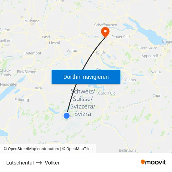 Lütschental to Volken map