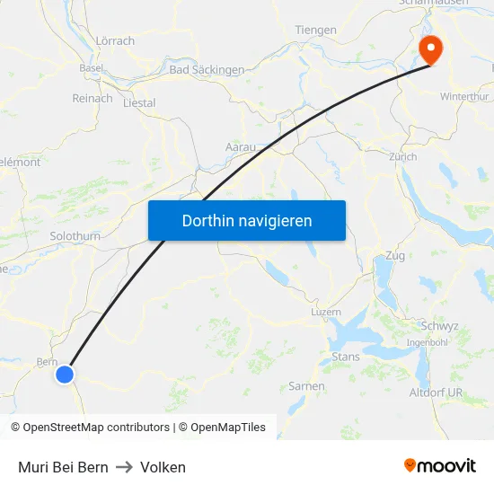 Muri Bei Bern to Volken map