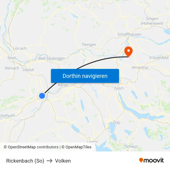 Rickenbach (So) to Volken map