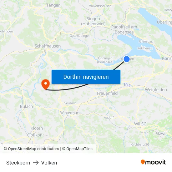 Steckborn to Volken map