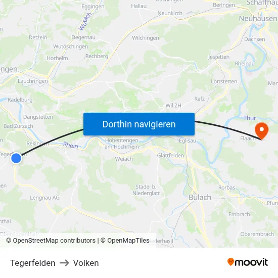 Tegerfelden to Volken map