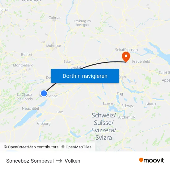 Sonceboz-Sombeval to Volken map